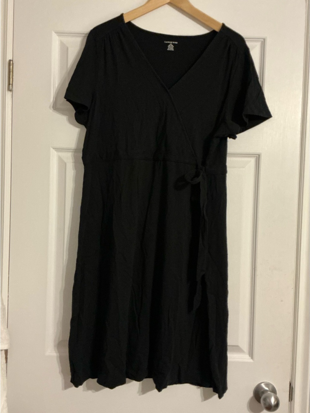 Lands End Short Sleeve Faux Wrap Midi Dress Size 1X